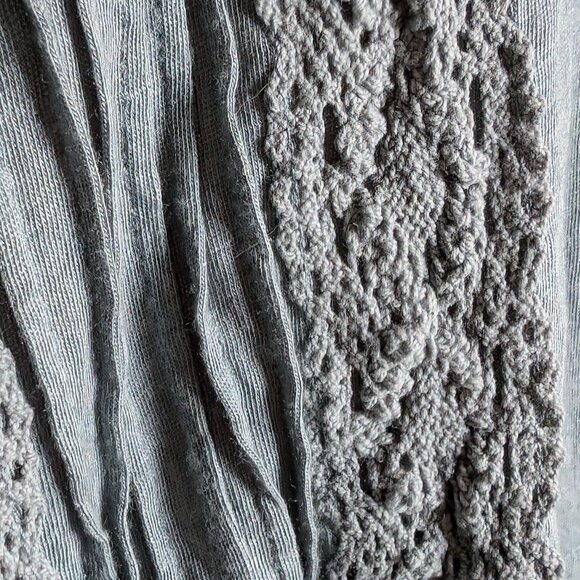 Anthropologie Meadow Rue Open Tie Neck Lace Crochet Large Muted Green - Picture 4 of 11